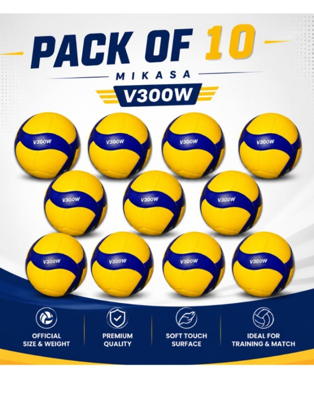 Mikasa V300W  Official FIVB Indoor outdoor Volleyball size 5 - Blue/Yellow